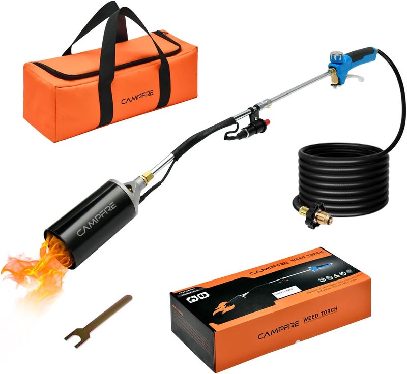 Campfire Propane Torch Weed Burner With Storage Bag,Weed Torch Output 1,800,000BTU With 10ft Hose, Turbo Trigger Push Button Igniter,Flame Control Valve - Image 1